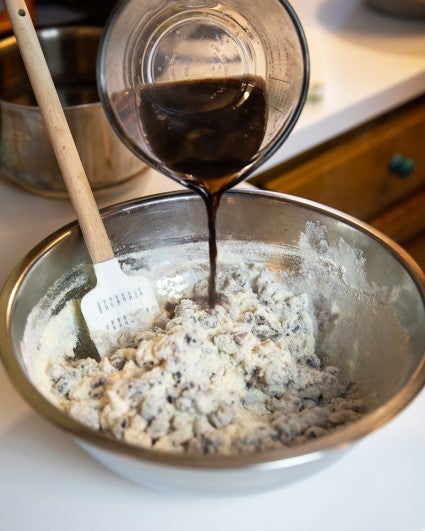 Making dough for Cherokee Bean Bread